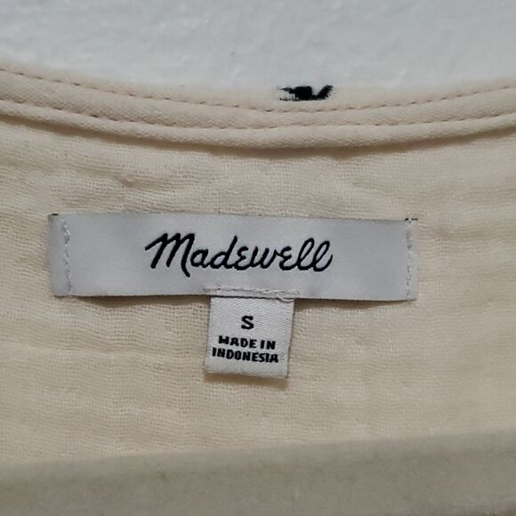 Madewell Lightspun Cotton Bow Blouse in Cream with Balloon Sleeves Size S - Picture 11 of 15